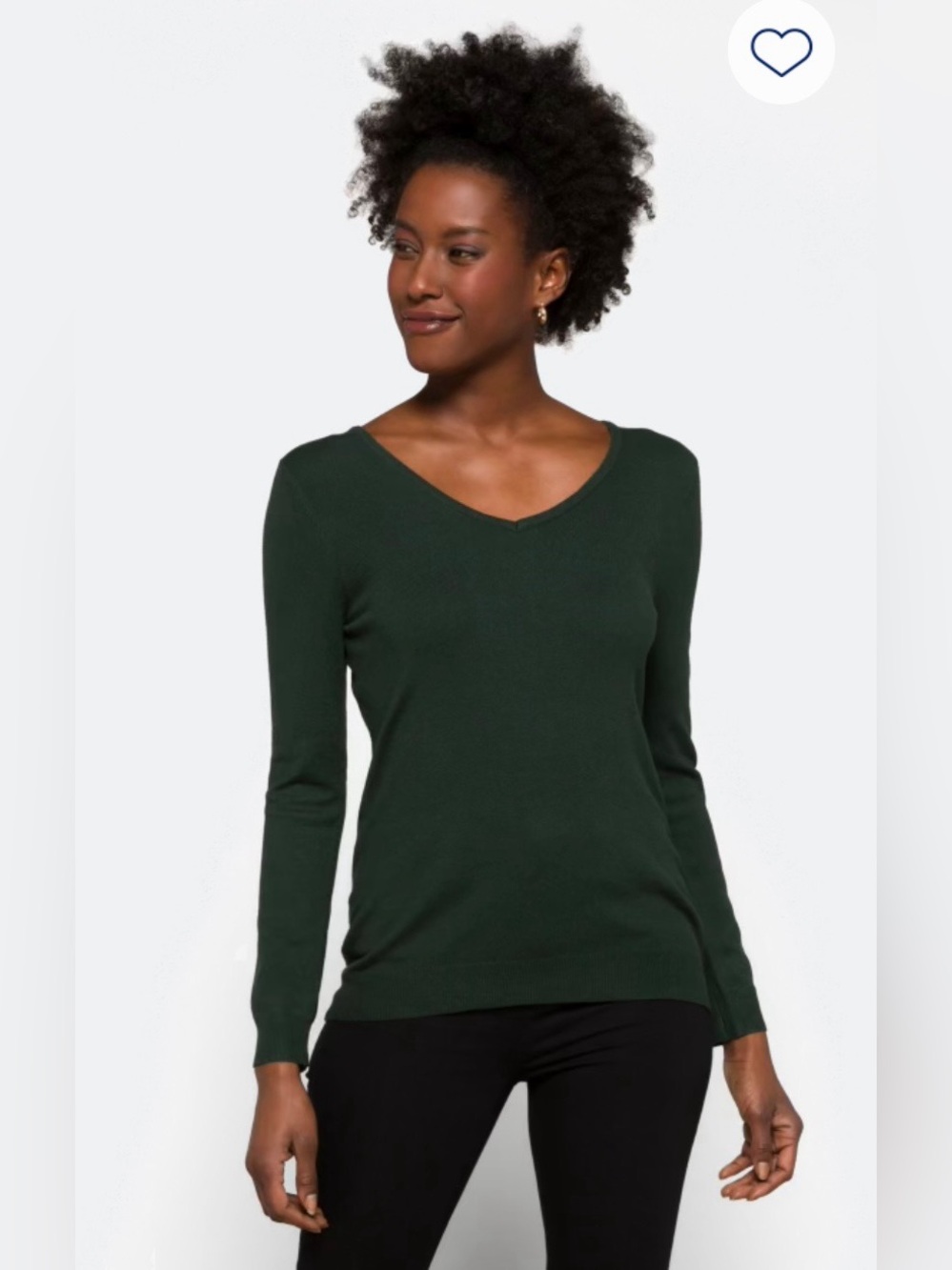 Love Ellie Mia V-Neck Back Detail Sweater in Deep Green size Large